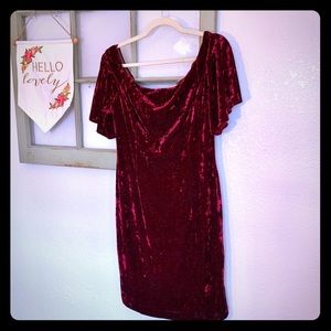 Eliza J Off the Shoulder Velvet Cocktail Dress Red